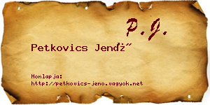 Petkovics Jenő névjegykártya