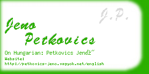 jeno petkovics business card